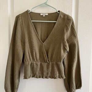 Madewell Lightspun Julianne Smocked-Waist Top